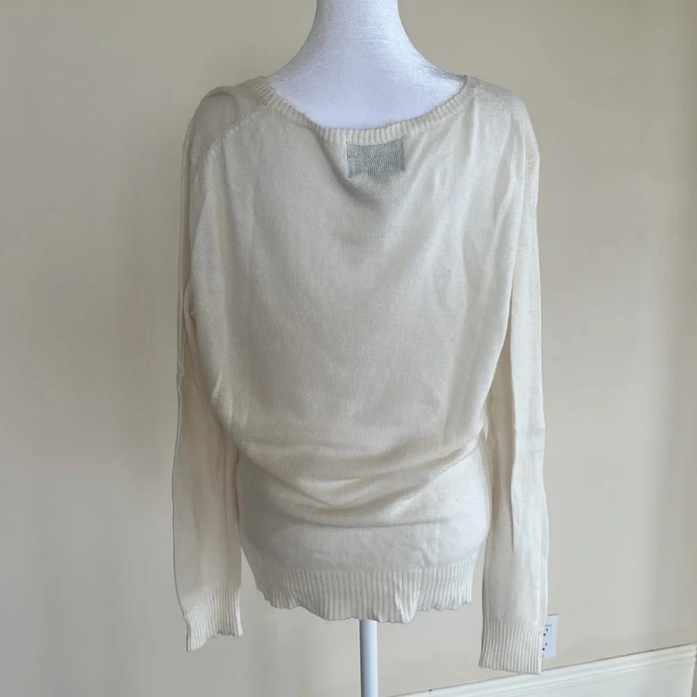 Wildfox White Label Sequin Lips Lightweight Long Sleeve Sweater Size Small